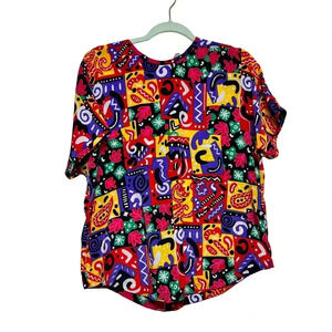 Josephine Womens Vintage Wacky Abstract Art to Wear Blouse Sz 12 Vintage 80s 90s